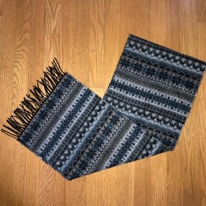Cozy Scarf Stripe Pattern Gray Blue Tassel Warm